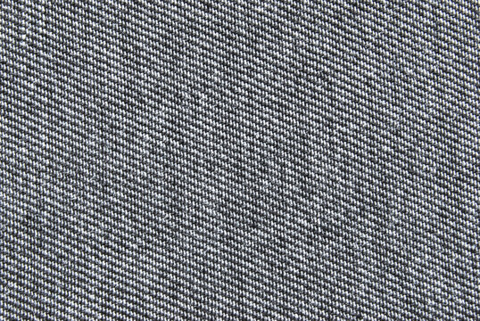 Gray denim cotton twill fabric pattern close up as background	