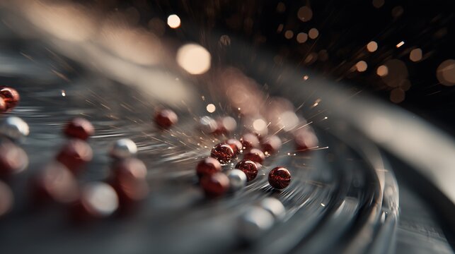 Close-up of red ball bearings on a curved metallic track, symbolizing conversion optimization user journey mapping with flow, touchpoint, friction, and momentum.