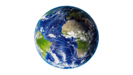 Vivid blue and green planet Earth showing continents of Africa and South America, isolated on transparent background for global concepts and designs © Johanna