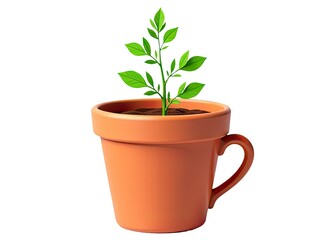 Obraz premium A small potted plant with a new green sprout growing out of it
