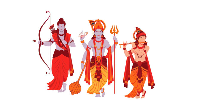 Hindu gods Rama Lakshmana Bharata.