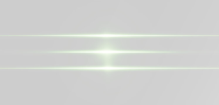triple green laser beams with bright lens flare focal points PNG