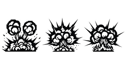 Three black explosion bursts depicted in a striking silhouette © MDShawon