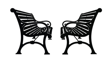 Two ornate park benches facing each other a striking silhouette © MDShawon