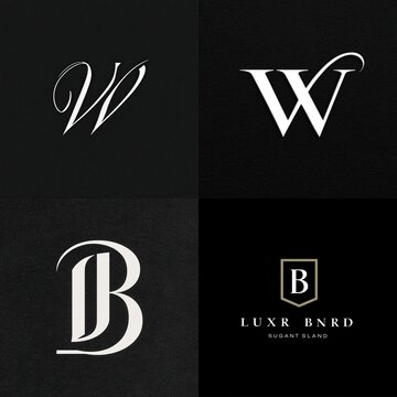 Luxury letter w and b on black background