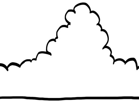 Hand-drawn Brush cumulonimbus (Simple Ink Style) / シンプルな入道雲のイラスト （筆タッチ）