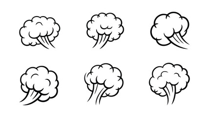 Obraz premium Cartoon style puff of smoke and wind effect elements for animation.