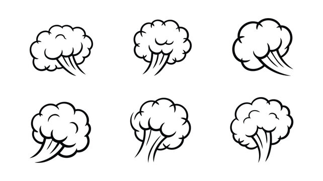Cartoon style puff of smoke and wind effect elements for animation.