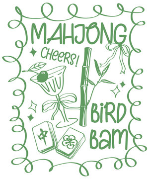 mahjong png design,cheers bird bam ,mahjong tiles,cute mahjong design for t-shirt,stricker,mug