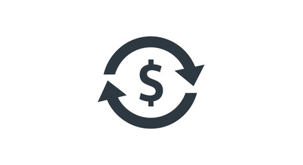 Fototapeta premium Dollar sign with circular arrows.