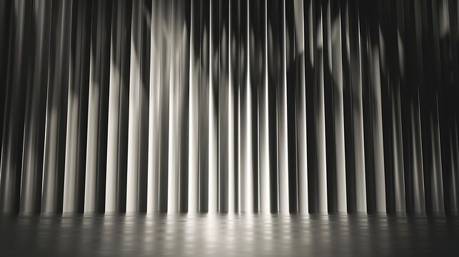 a stage curtain with vertical folds and shiny floor reflection