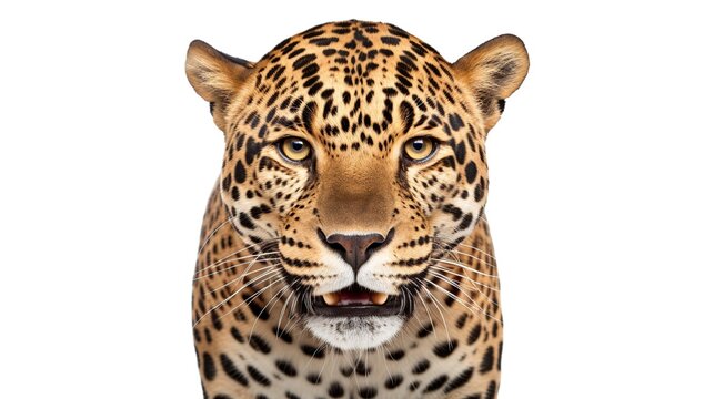 Close-Up Portrait of a Leopard's Face with Golden Spots and Intense Gaze