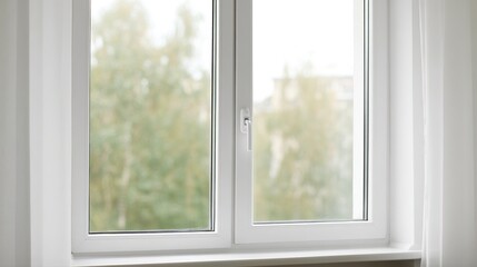 Obraz premium pvc. Minimalist white window with daylight streaming through, creating a clean and serene interior. real-estate listings.