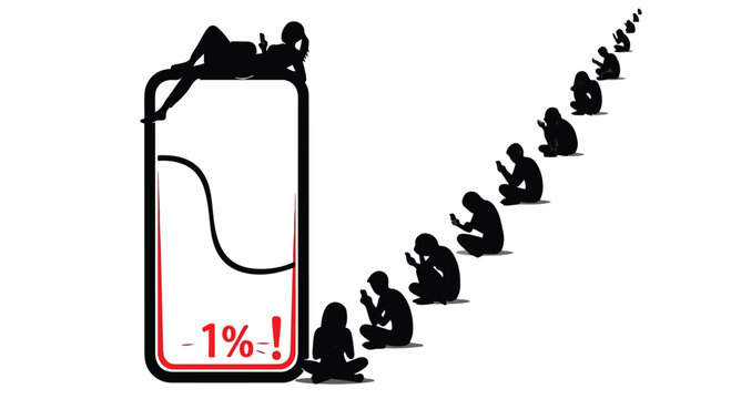 People climbing a giant mobile phone screen