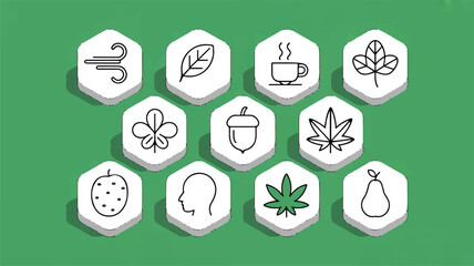 Fototapeta premium Collection of various icons on green background for web design and infographics