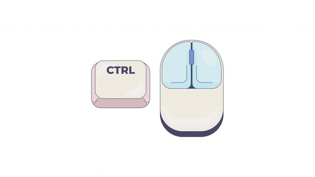 Ctrl with left mouse click keyboard shortcut keys animation. Command for multiple item selection. File management. Animated hotkey combo buttons for pc, laptop. 4K video. Computer press action