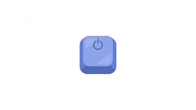 Power symbol keyboard key button animation. Shutdown command. Startup control. On off. Animated micro UI element for pc keypad. Computer typing keystroke pressing. Clicking input device. 4K video