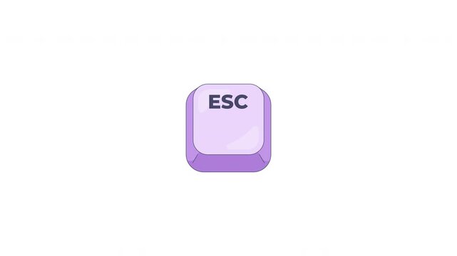 Escape ESC keyboard key button animation. Cancel command. Exit action. Interruption. Animated micro UI element for pc keypad. Computer typing keystroke pressing. Clicking input device. 4K video