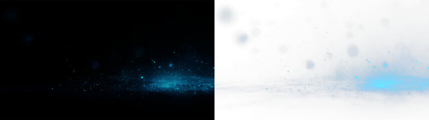 Obraz premium Light blue particles floating on a transparent background with soft edges and blurred details creating an abstract visual effect