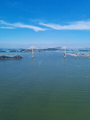 Fototapeta premium This is a seascape with Mokpo Bridge visible.
