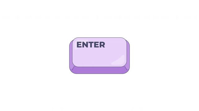 Enter keyboard key button animation. Command execution. Confirmation. Submission action. Animated micro UI element for pc keypad. Computer typing keystroke pressing. Clicking input device. 4K video