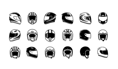 Moto Helmet Icons Set – Racing Motorcycle Helmet Vector Illustration, EPS 10 © MdAminul