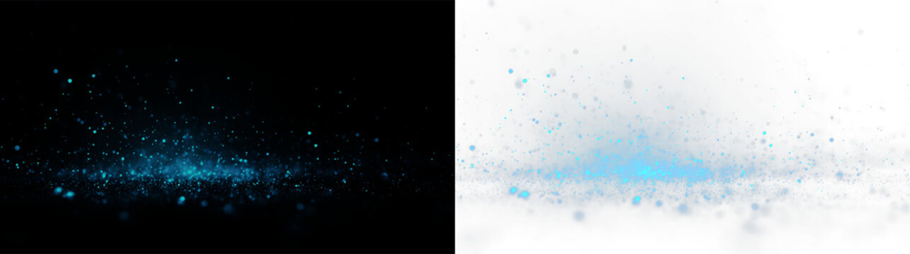 Blue dots and particles create a design on a clear background for digital use and artistic projects