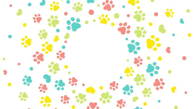 paw print hand drawn illustration rotating frame background