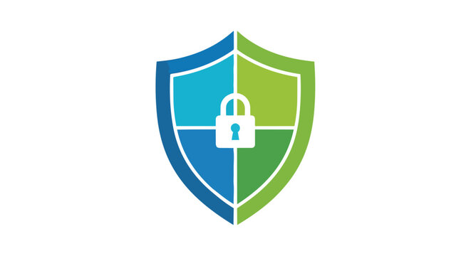 Shield emblem with a padlock signifies robust digital security and reliable protection against cyber threats and unauthorized access.