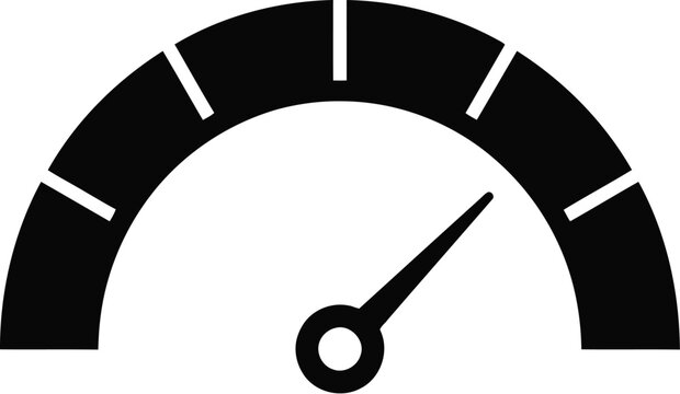 Vector graphic illustration of a speedometer gauge with a needle