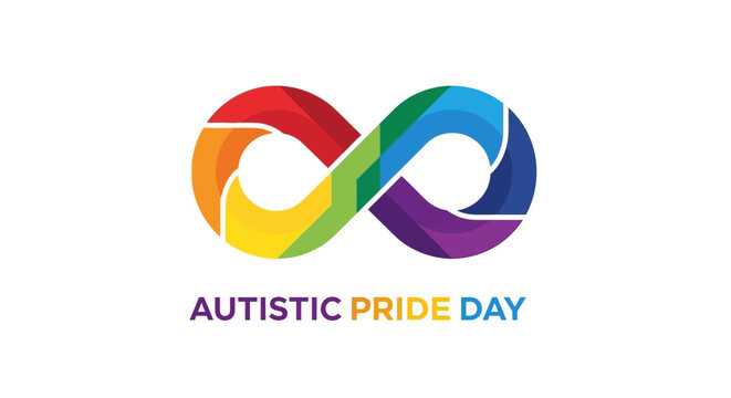 Autistic Pride Day Rainbow Infinity Symbol.