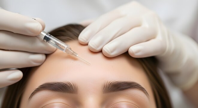 Cosmetic Procedure With Dermal Filler Injection For Facial Wrinkle Improvement