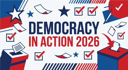 Obraz premium Midterm Elections 2026 Banner Design with Stars and Stripes Vector