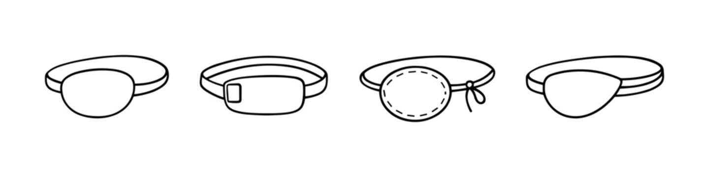Collection of four different eye patch illustrations on a white background