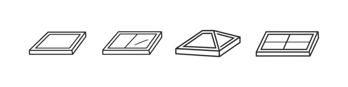Collection of four different skylight designs in a simple line art style
