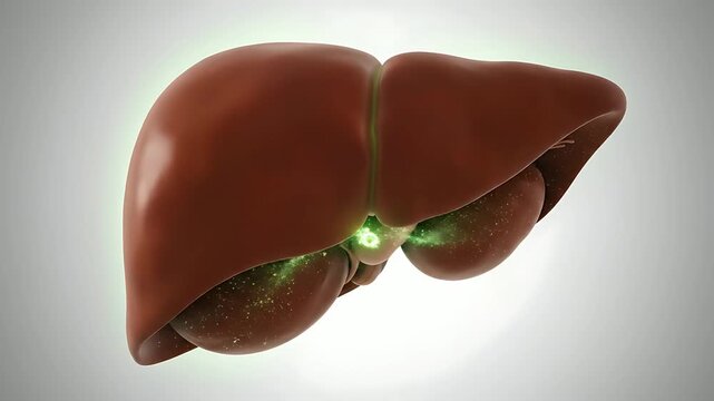 Human Liver Anatomy Medical Illustration.