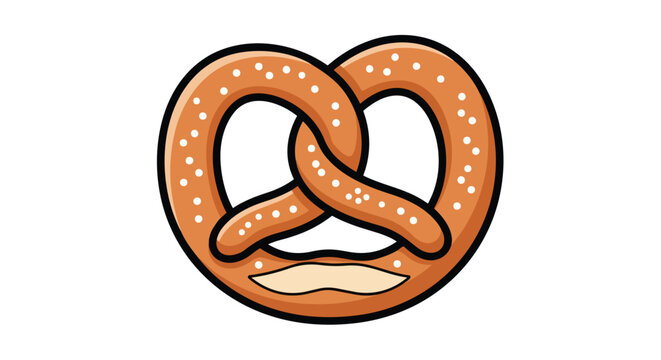 Whimsical Cartoon Pretzel Isolated on White Background Perfect for Food Graphics and Designs