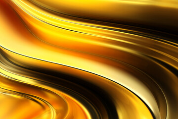 Fototapeta premium Flowing golden liquid waves abstract background for luxurious banner and product display with metallic texture and glossy highlights .3d render