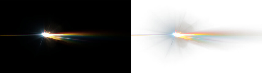 Bright light burst on a transparent background with colorful rays expanding in all directions © tanandaa