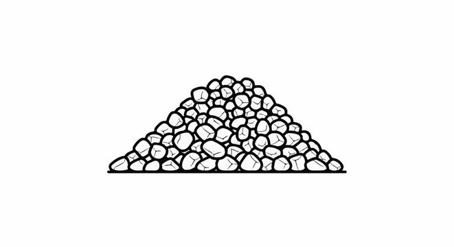 A mound of irregular stones is depicted in a simple outline illustration