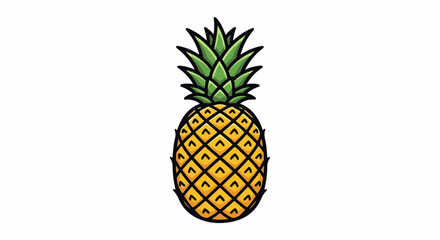Obraz premium A stylized illustration of a yellow pineapple with a green leafy crown
