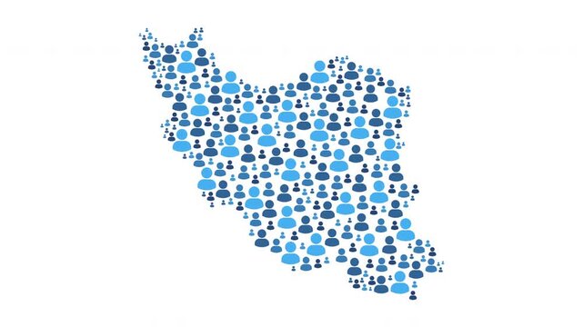 Iran map made of people symbol on white background