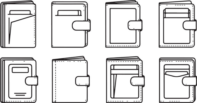 Eight different styles of modern outdoor patio doors with handles Vector