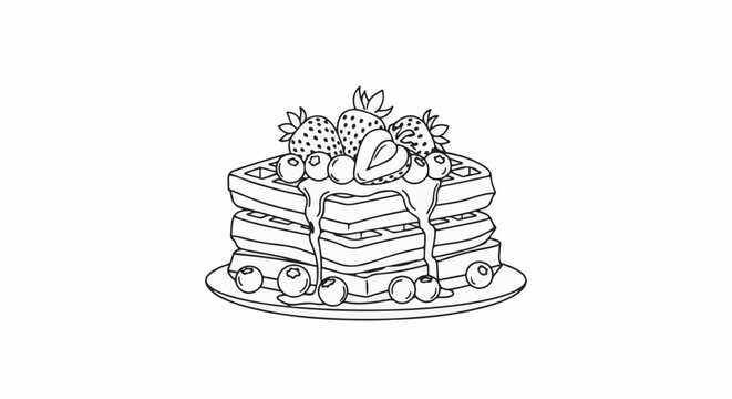 A stack of delicious waffles topped with fresh berries and syrup