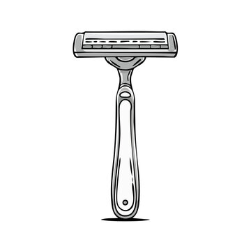 Stylized Hand Drawn Illustration of a Modern Razor for Shaving Personal Care Hygiene