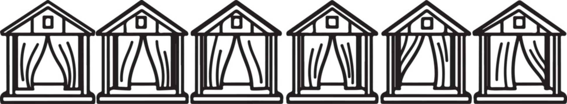 A row of charming houses with peaked roofs and dormer windows Vector