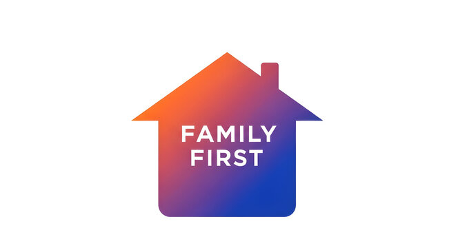 Family first logo with a house and text