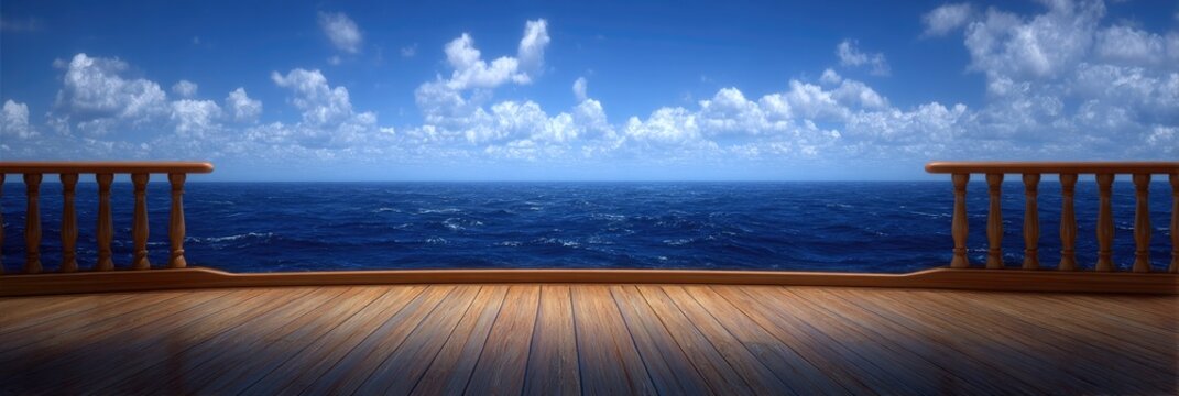 Deck overlooking ocean and sky.