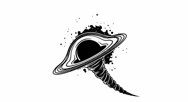Abstract spiral vortex in space with scattered stars and debris
