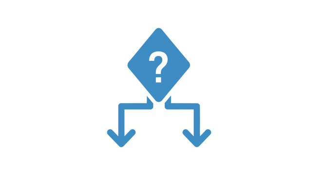 Blue question mark decision symbol.